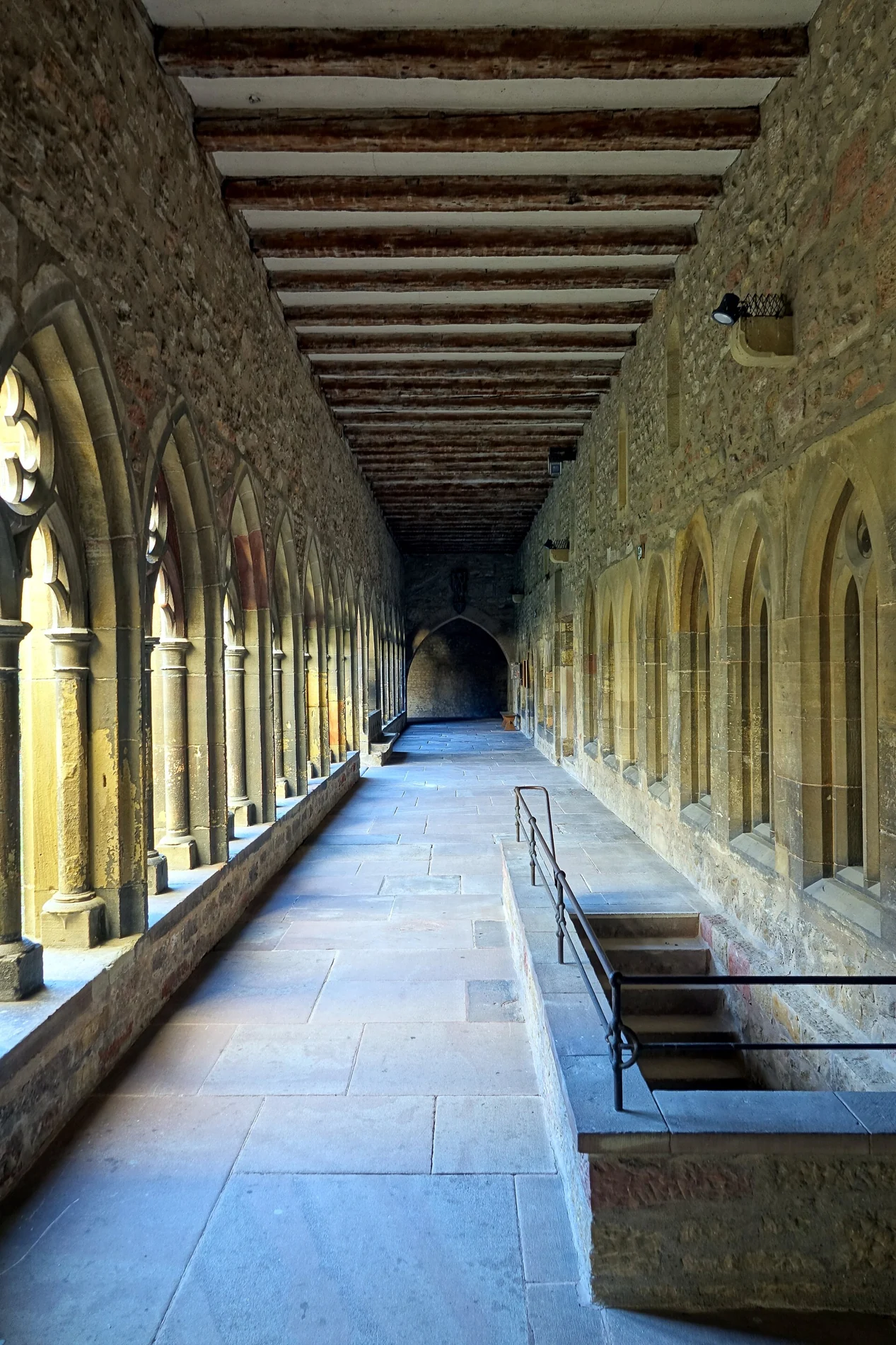 The stone cloister walkway at Musée Unterlinden in Colmar