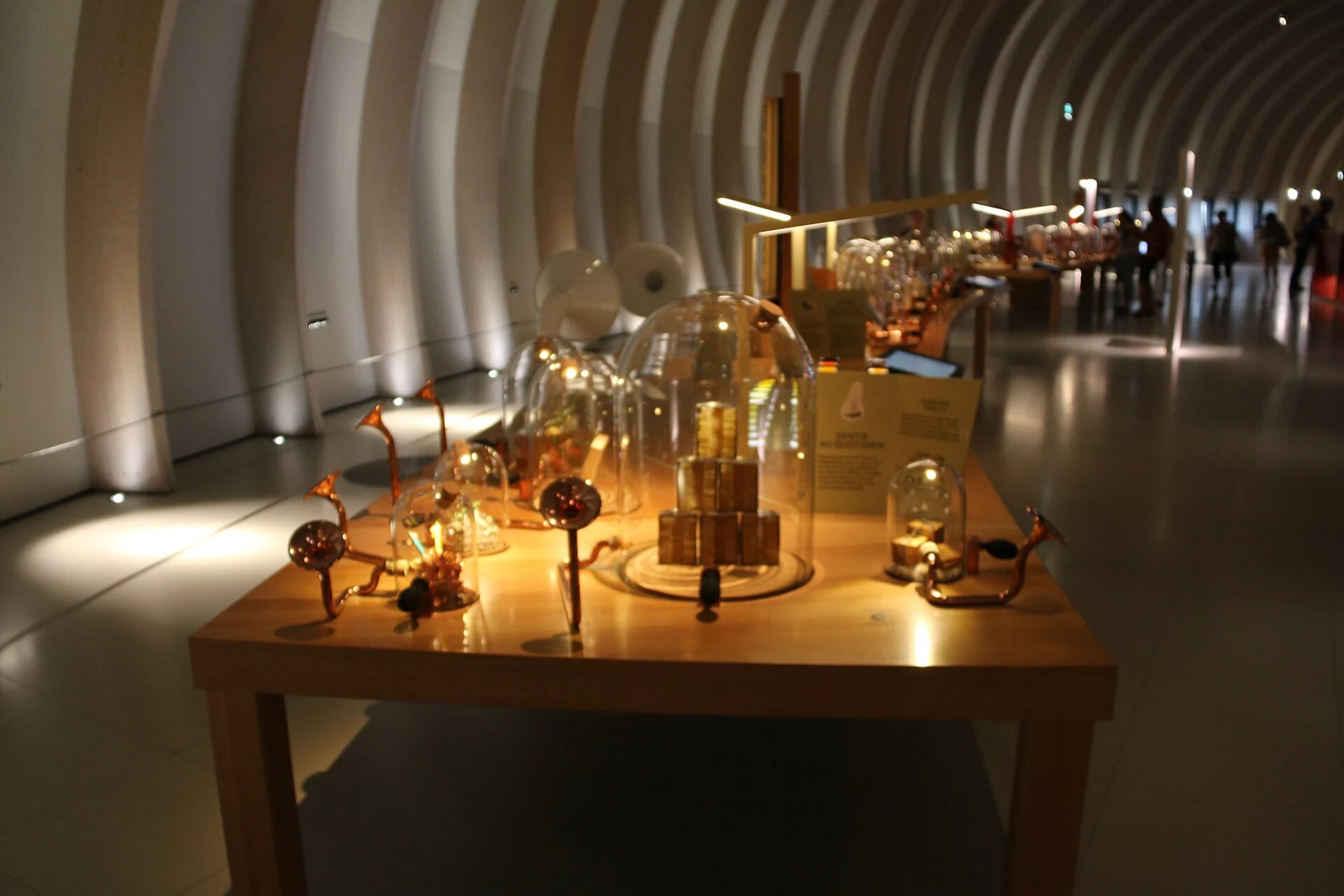 Glass scent displays in the sensory gallery at La Cité du Vin