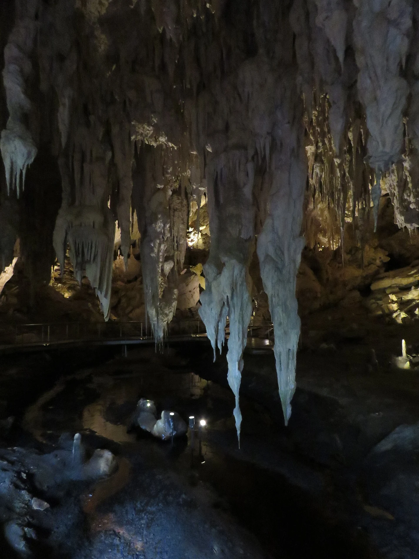 Hanging limestone formations inside Mammoth Cave in Western Australia