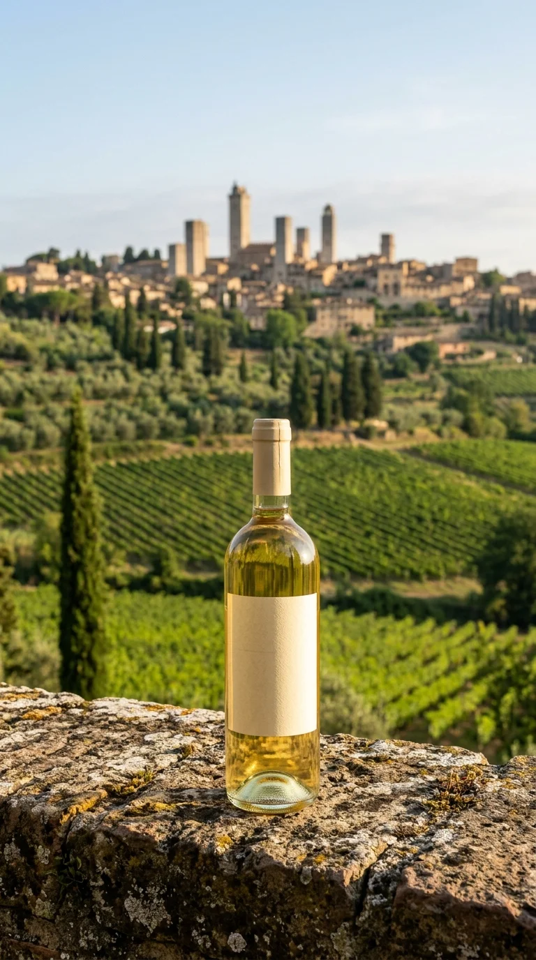 AI-created travel illustration evoking San Gimignano; not documentary venue photography
